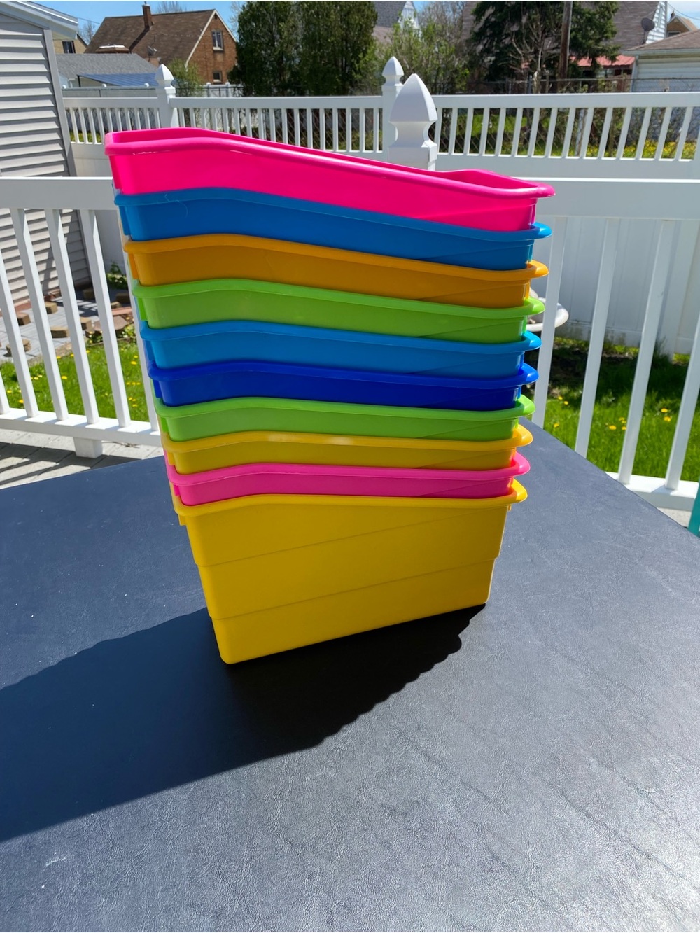 Stackable Bright Plastic Storage Bins - Multicolor